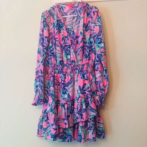 Lilly Pulitzer Cristiana Dress Just A Lil Jelly Lilac Rose Floral size 8 - Picture 2 of 4